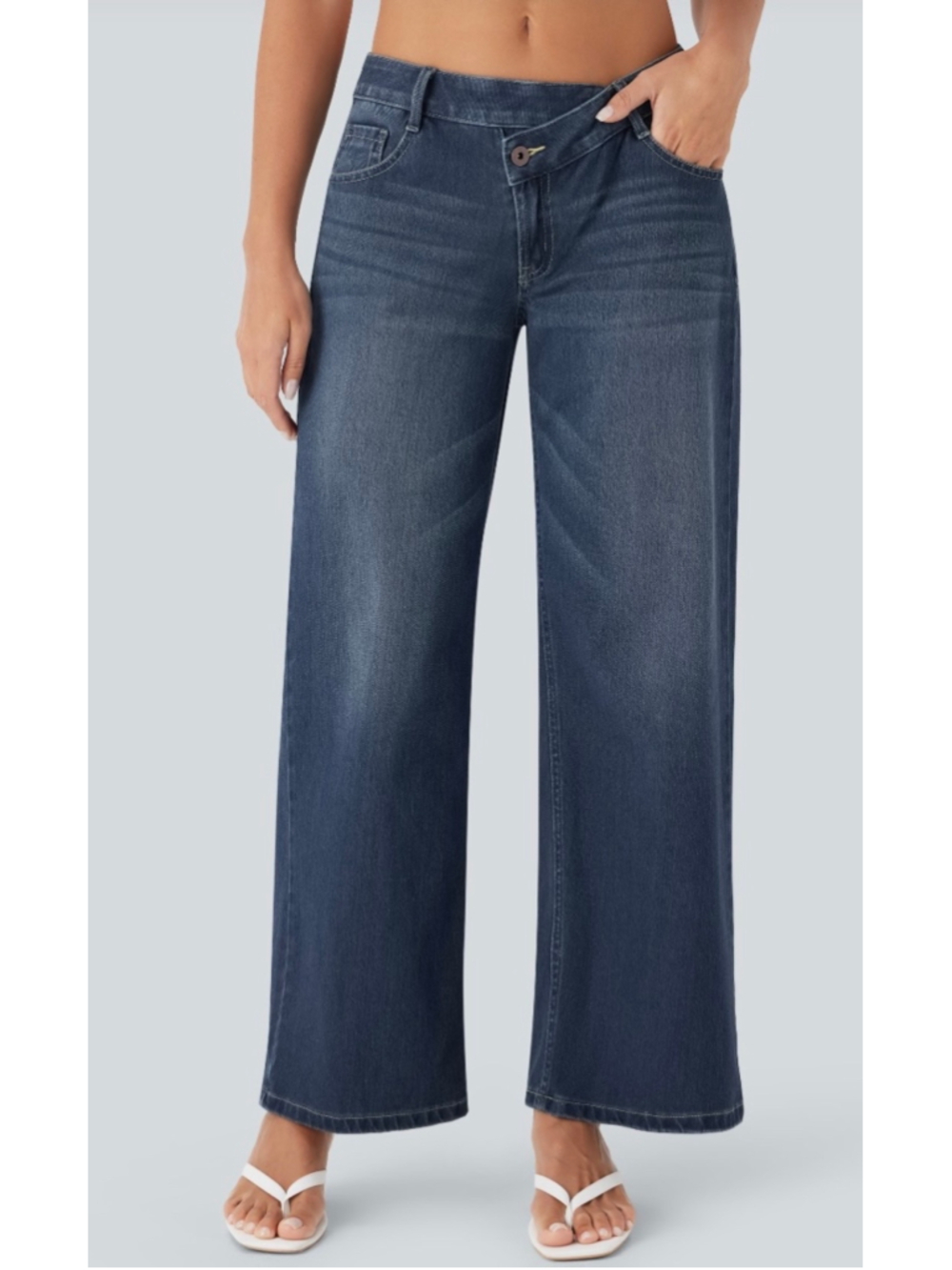 Halara Flex Asymmetric Low Rise Baggy Wide Leg Jeans Med NWT Y2K Skater Indie